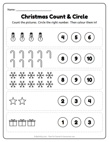 Christmas Count and Circle (Page 2) worksheet