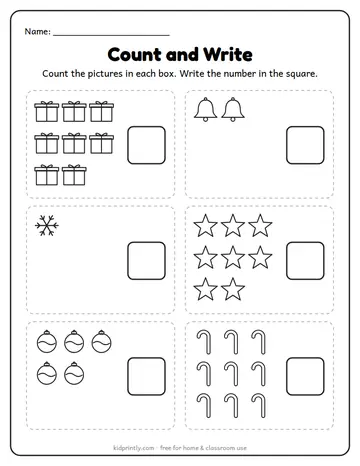 Christmas Count and Write worksheet