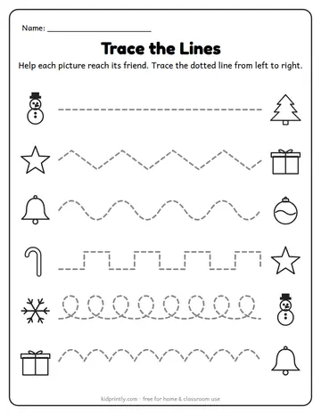 Christmas Trace the Lines worksheet