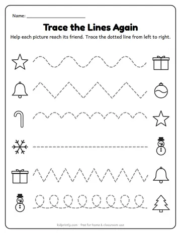 Christmas Trace the Lines (Page 2) worksheet